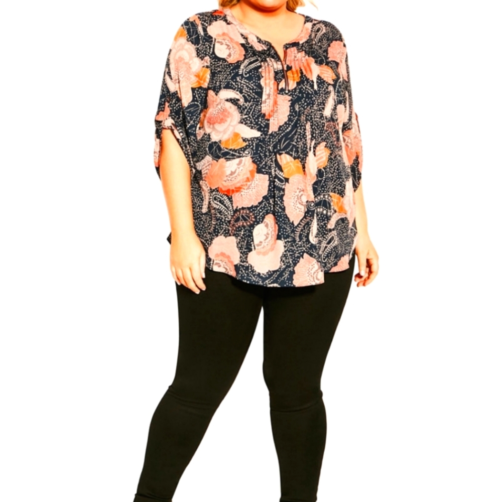 Women's Avenue East Pleat Zip Top Shirt (Size 18)